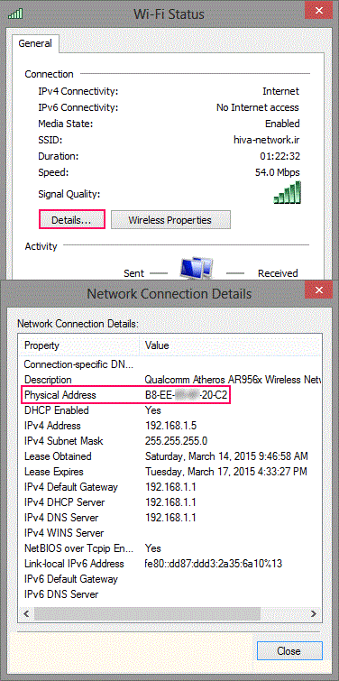 network connection detail